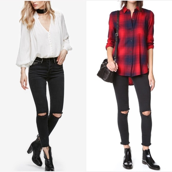 Free People Denim - Free People Payton Studded Distressed Denim NWT